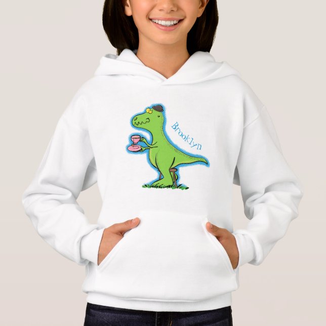 Cute funny green t rex dinosaur cartoon (Front)