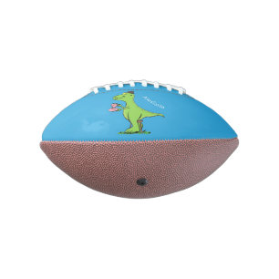 Cute funny green t rex dinosaur cartoon football