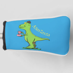 Cute funny green t rex dinosaur cartoon golf head cover