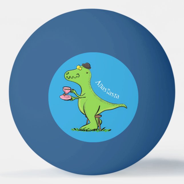 Cute funny green t rex dinosaur cartoon ping pong ball (Front)
