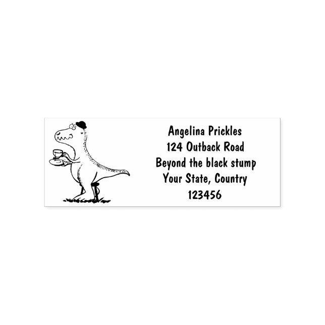 Cute funny green t rex dinosaur cartoon rubber stamp (Imprint)