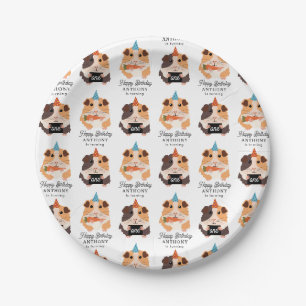 Cute Funny Guinea Pigs Pet Kids Birthday Name Age Paper Plate