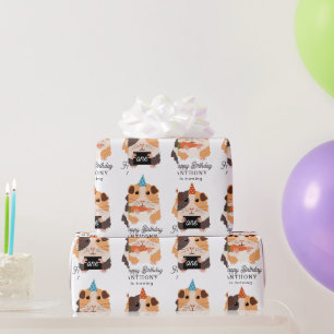 Cute Funny Guinea Pigs Pet Kids Birthday Name Age Wrapping Paper