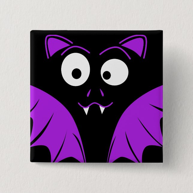 Cute Funny Halloween Bat 2 Inch Square Button (Front)