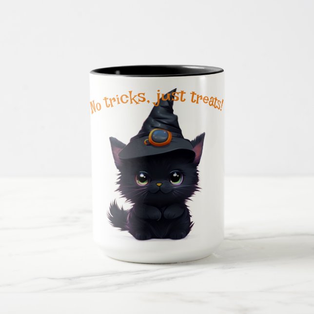 Cute funny Halloween black cat Mug (Center)