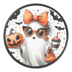 Cute Funny Halloween Ghost Hockey Puck