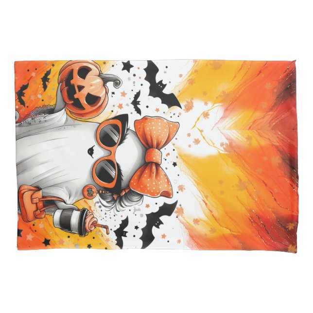Cute Funny Halloween Ghost Pillowcase (Front)