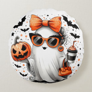 Cute Funny Halloween Ghost Round Pillow