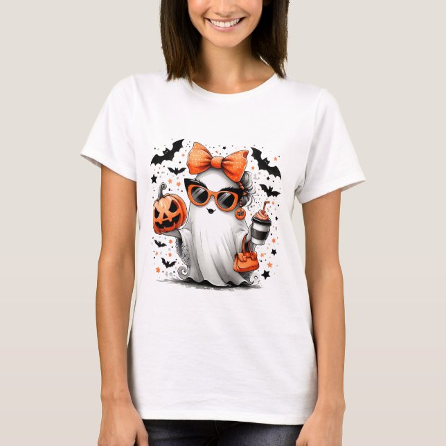 Cute Funny Halloween Ghost T-Shirt (Front)