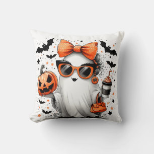 Cute Funny Halloween Ghost Throw Pillow