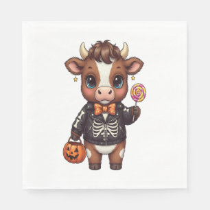 Cute Funny Halloween Highland Cow Napkin