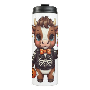Cute Funny Halloween Highland Cow Thermal Tumbler