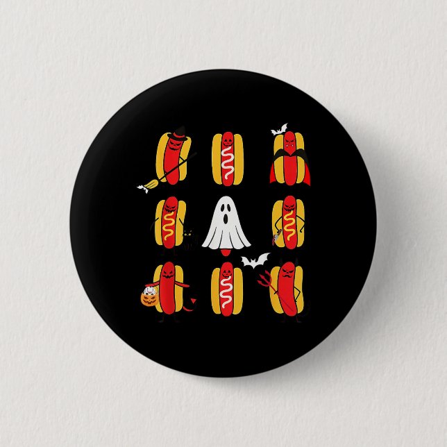Cute Funny Halloweiners Hot Dog Ghosts Halloween 2 Inch Round Button (Front)