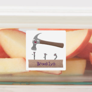 Cute, funny hammer and nails cartoon illustration 