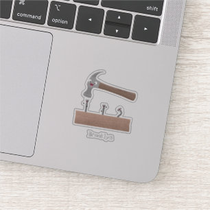 Cute, funny hammer and nails cartoon illustration