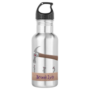 Cute, funny hammer and nails cartoon illustration 532 ml water bottle