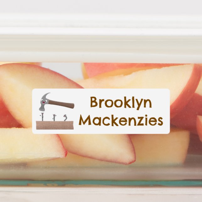 Cute, funny hammer and nails cartoon personalized  (Affixed)