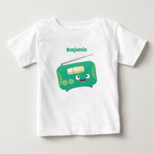 Cute funny happy retro radio cartoon  baby T-Shirt