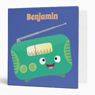 Cute funny happy retro radio cartoon binder