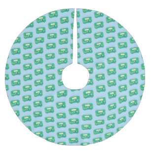Cute funny happy retro radio cartoon brushed polyester tree skirt