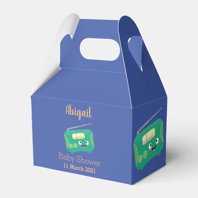 Cute funny happy retro radio cartoon favor box (Front Side)