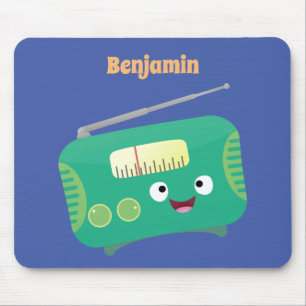 Cute funny happy retro radio cartoon mouse pad