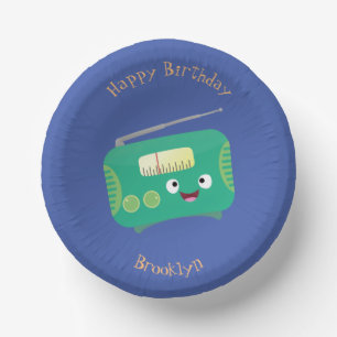 Cute funny happy retro radio cartoon paper plate