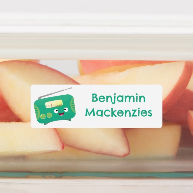 Cute funny happy retro radio cartoon personalized (Affixed)