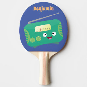 Cute funny happy retro radio cartoon ping pong paddle