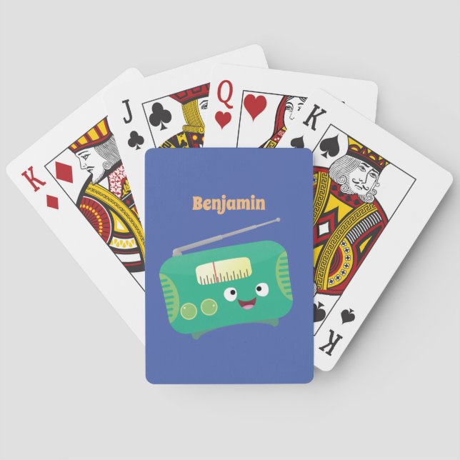 Cute funny happy retro radio cartoon  playing cards (Back)