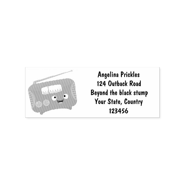 Cute funny happy retro radio cartoon rubber stamp (Imprint)