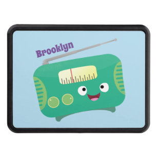 Cute funny happy retro radio cartoon trailer hitch cover