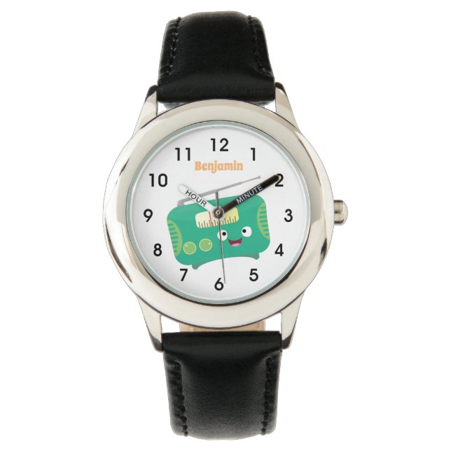 Cute funny happy retro radio cartoon watch (Front)
