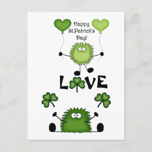 Cute Funny Happy St Patrick's Day Fuzzies LOVE Postcard
