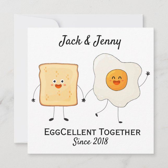 Cute Funny Happy Toast Eggcelent Together       (Front)