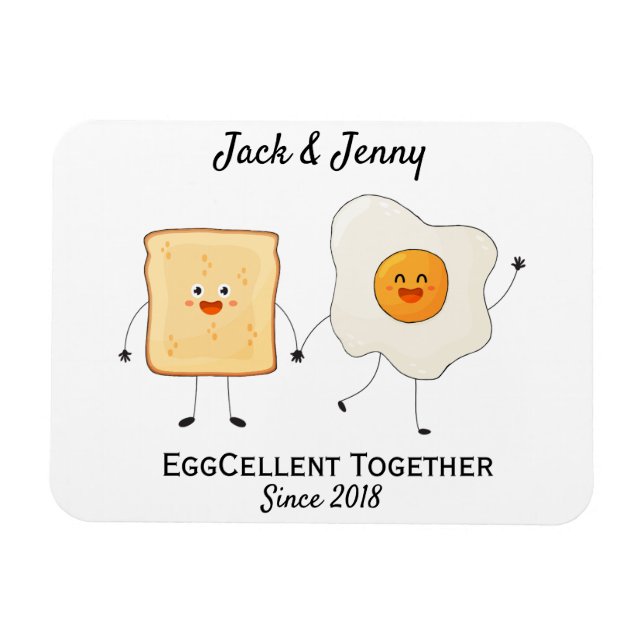 Cute Funny Happy Toast Eggcelent Together       Magnet (Horizontal)