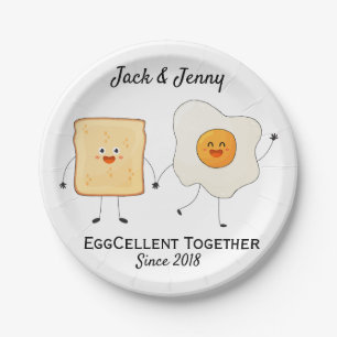 Cute Funny Happy Toast Eggcelent Together      Paper Plate