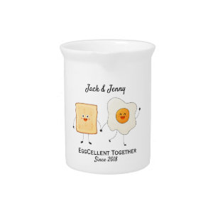 Cute Funny Happy Toast Eggcelent Together     Pitcher