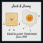 Cute Funny Happy Toast Eggcelent Together     Poster<br><div class="desc">Featuring Cute Funny Happy Toast and Egg with word Eggcellent Together that can be personalized with the couple's names. Perfect for Valentine's day,  anniversary,  wedding or any other occasions. Check out other Matching items available in my store! Thank you for the support ❤</div>