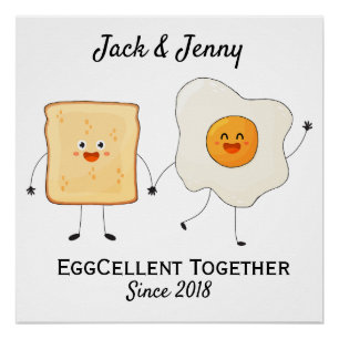 Cute Funny Happy Toast Eggcelent Together     Poster