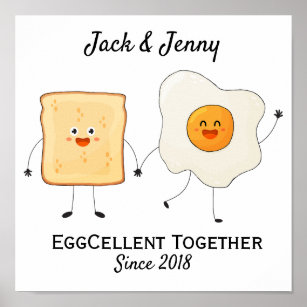 Cute Funny Happy Toast Eggcelent Together      Poster