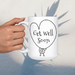 Cute Funny Heart Uplifting Character Get Well Soon Coffee Mug<br><div class="desc">Lovely get well soon mug with a cute and funny little character carrying a big heart.</div>
