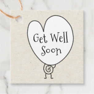 Cute Funny Heart Uplifting Character Get Well Soon Favour Tags