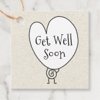 Cute Funny Heart Uplifting Character Get Well Soon Favour Tags