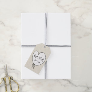 Cute Funny Heart Uplifting Character Get Well Soon Gift Tags