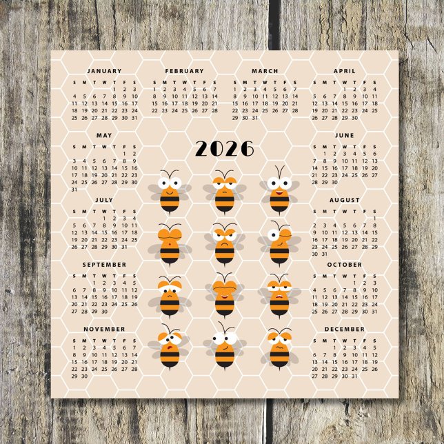 Cute Funny Honey Bee Honeycomb Calendar 2026 (Creator Uploaded)