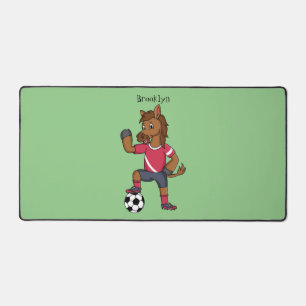 Cute funny horse playing soccer cartoon desk mat