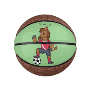 Cute funny horse playing soccer cartoon mini basketball