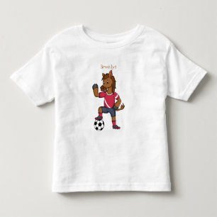 Cute funny horse playing soccer cartoon toddler t-shirt
