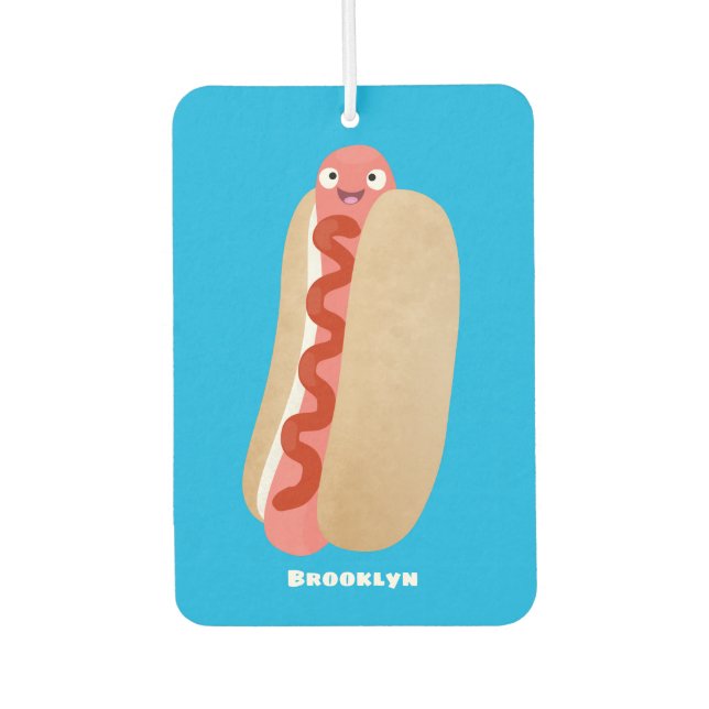Cute funny hot dog Weiner cartoon Air Freshener (Front)
